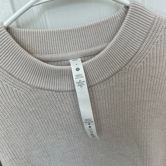 LULULEMON Merino Wool-Blend Ribbed Crewneck Sweater White Opal Size 4 - Picture 3 of 11